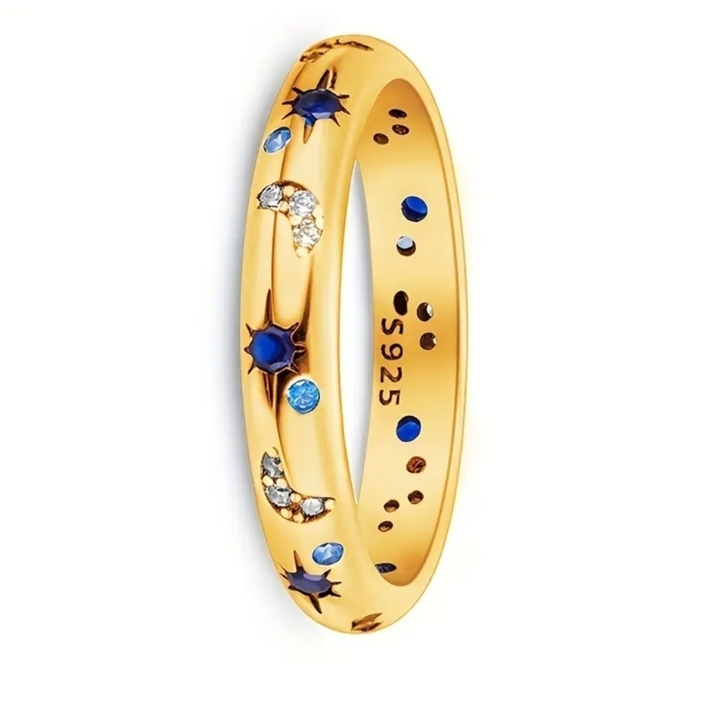 Galaxy Gold Plated Silver Ring Size 8 NWT Wedding Promise Jewelry